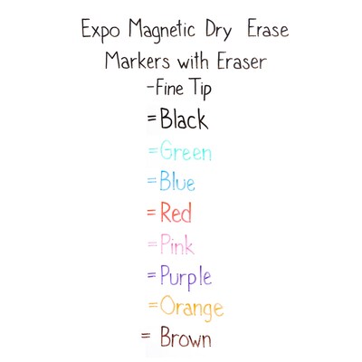 Expo Magnetic Tank Dry Erase Marker, Fine Tip, Assorted, 8/Pack (1944748)