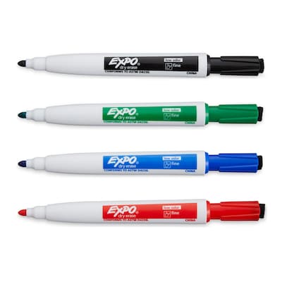 Expo Magnetic Dry Erase Markers, Fine Tip, Assorted, 4/Pack (1944746)