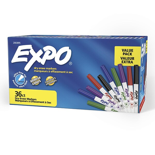  EXPO 86001 Low Odor Dry Erase Marker, Fine Point, Black (Pack  of 12) : Everything Else
