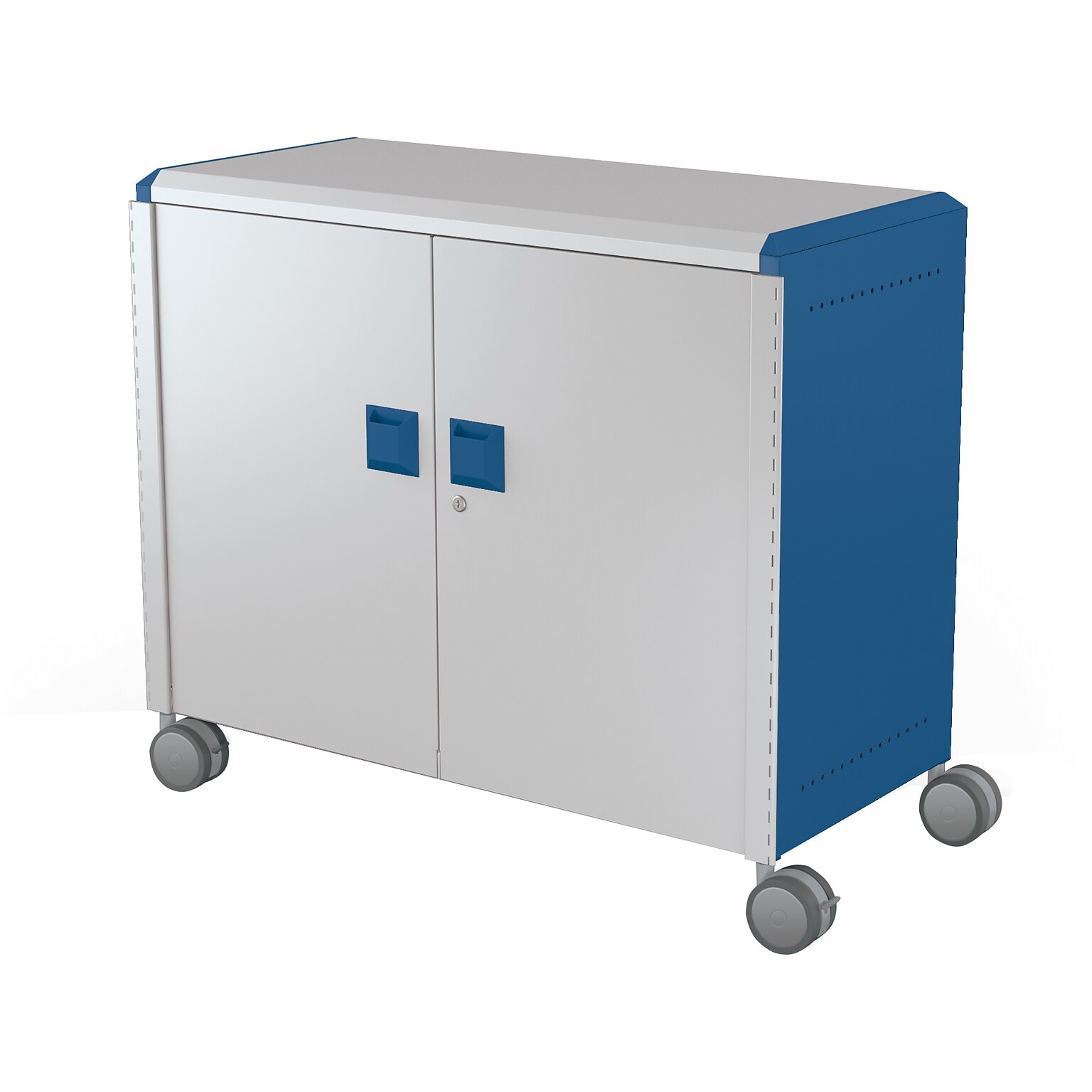 MooreCo Compass Maxi H2 Mobile 9-Section Storage Cabinet, 36.13H x 41.88W x 19.13D, Platinum/Navy Metal (B3A1J2E1X0)