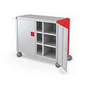 MooreCo Compass Maxi H2 Mobile 9-Section Storage Cabinet, 36.13H x 41.88W x 19.13D, Platinum/Red