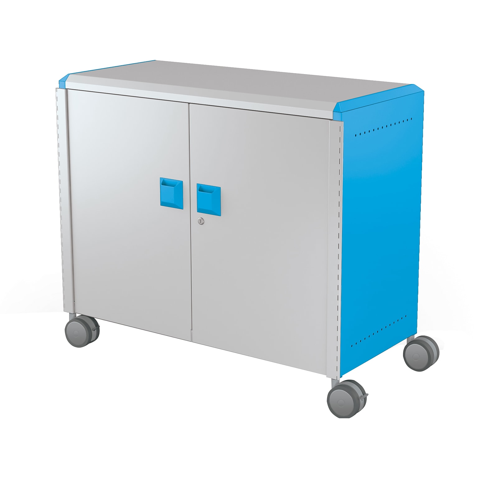 MooreCo Compass Maxi H2 Mobile 9-Section Storage Cabinet, 36.13H x 41.88W x 19.13D, Platinum/Blue Metal (B3A1E2E1X0)
