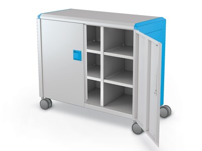 MooreCo Compass Maxi H2 Mobile 9-Section Storage Cabinet, 36.13H x 41.88W x 19.13D, Platinum/Blue