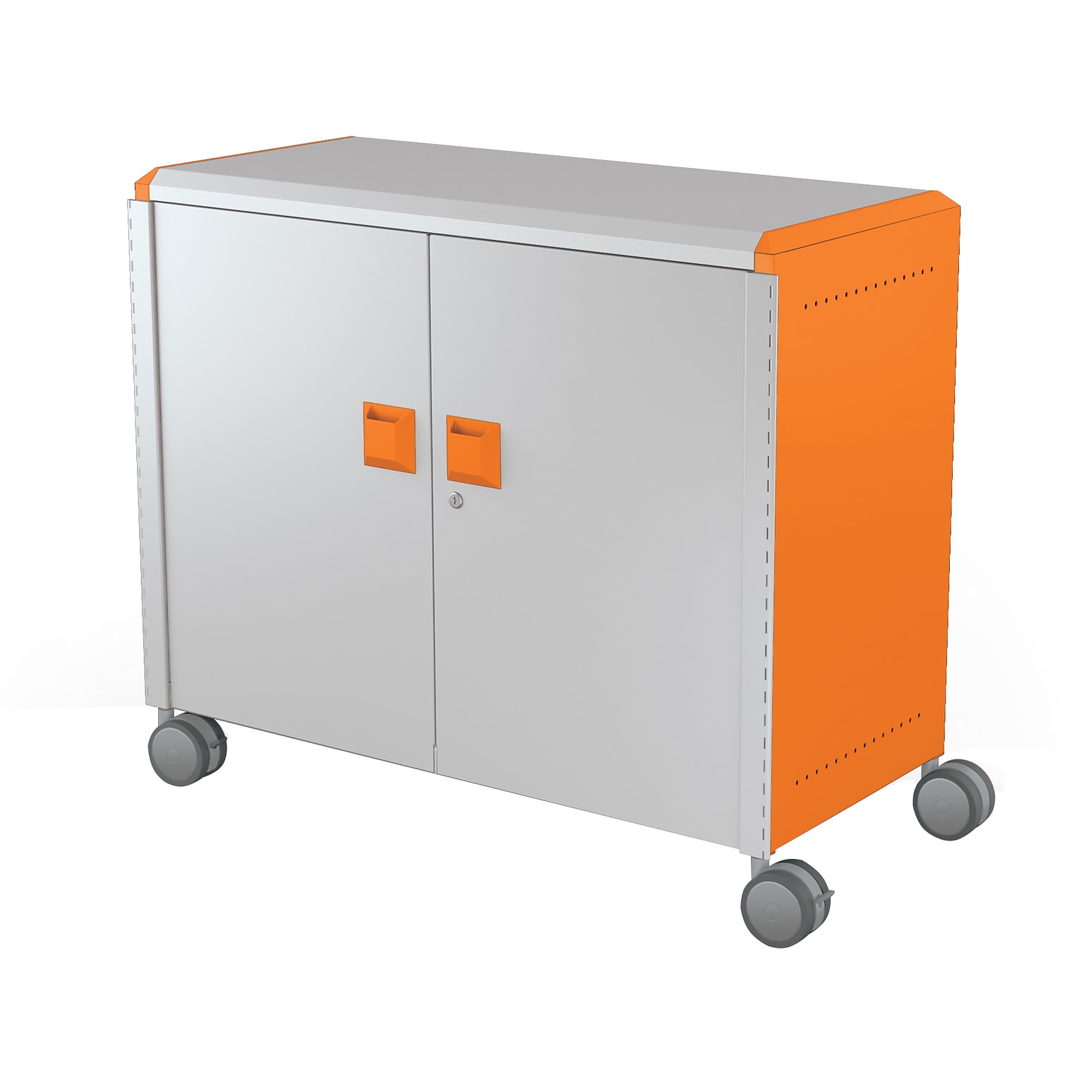 MooreCo Compass Maxi H2 Mobile 9-Section Storage Cabinet, 36.13H x 41.88W x 19.13D, Platinum/Orange Metal (B3A1H2E1X0)