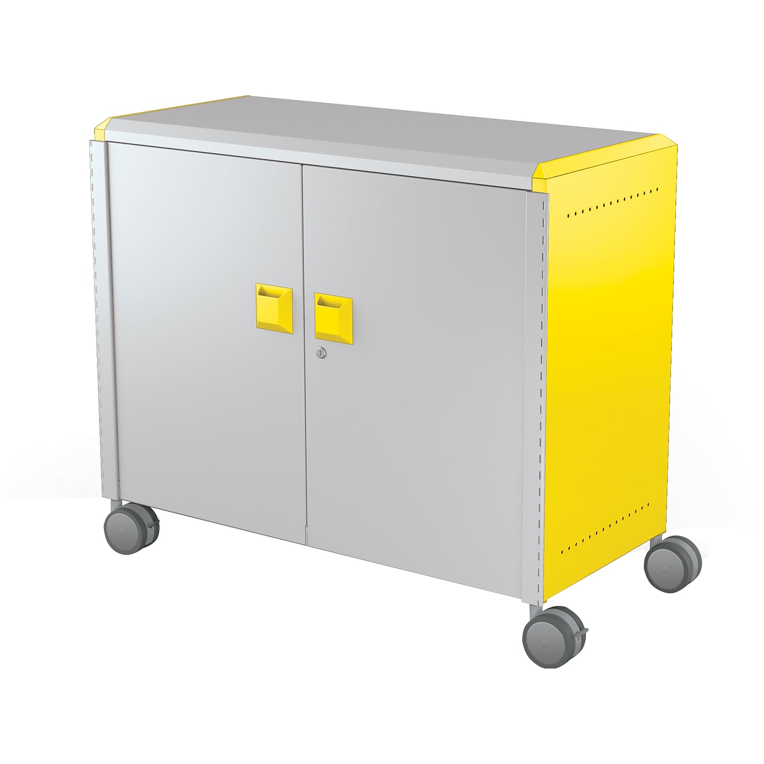 MooreCo Compass Maxi H2 Mobile 9-Section Storage Cabinet, 36.13H x 41.88W x 19.13D, Platinum/Yellow Metal (B3A1G2E1X0)