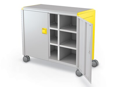 MooreCo Compass Maxi H2 Mobile 9-Section Storage Cabinet, 36.13"H x 41.88"W x 19.13"D, Platinum/Yellow Metal (B3A1G2E1X0)