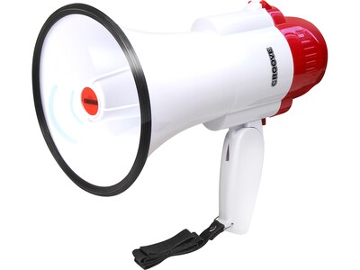 Croove Portable Megaphone with Siren, White/Red/Black (TNN200006)