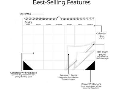 TF Publishing 12" x 17" Monthly Dry Erase Wall Calendar, White (99-1149)