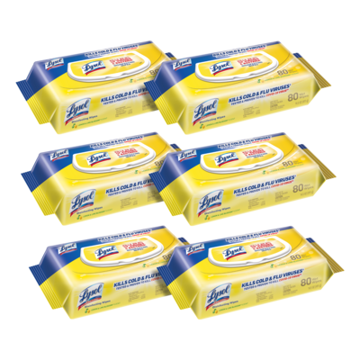 Lysol Disinfecting Wipes, Lemon & Lime Blossom, 80 Wipes per Pack, 6 Pk/CT (1920099716)