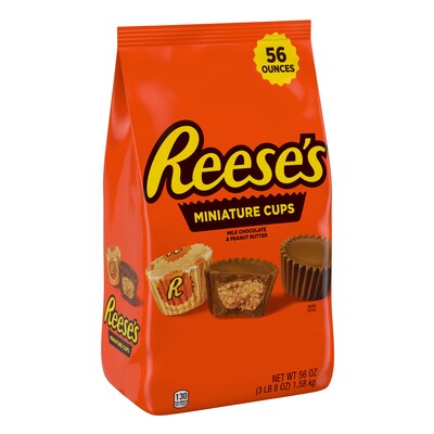 REESES, Miniatures Milk Chocolate Peanut Butter Cups Candy, Gluten Free, 56 oz, Bulk Bag (HEC44923)