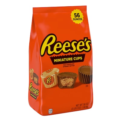 REESES, Miniatures Milk Chocolate Peanut Butter Cups Candy, Gluten Free, 56 oz, Bulk Bag (HEC44923)