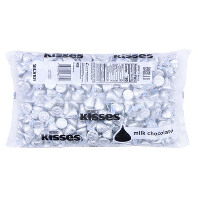 HERSHEY'S KISSES Silver Foils Milk Chocolate Candy, Bulk, 66.7 oz, Bulk Bag, 400 Pieces (HEC33458)