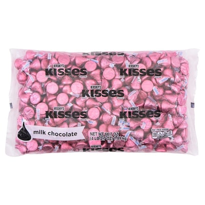 HERSHEYS KISSES Pink Foil Milk Chocolate Pieces, 66.7 oz. (HEC33434)