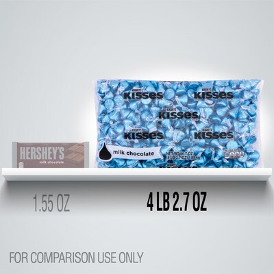 HERSHEY'S KISSES Blue Foils Milk Chocolate Candy, Bulk, 66.7 oz, Bag, 400 Pieces (246-00053)