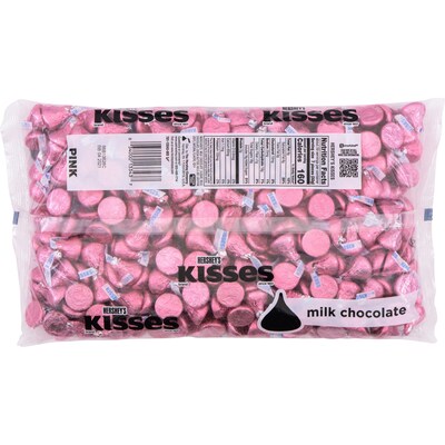 HERSHEYS KISSES Pink Foil Milk Chocolate Pieces, 66.7 oz. (HEC33434)