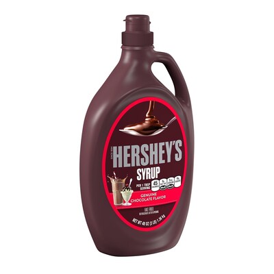 HERSHEYS Chocolate Syrup, Fat Free, Gluten Free, 48 oz, Bulk Bottle (246-00347)