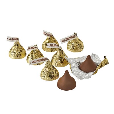 HERSHEY'S KISSES Milk Chocolate with Almonds Candy Bulk Bag, Gold Foils, 60 oz., 400/Bag (HEC16222)