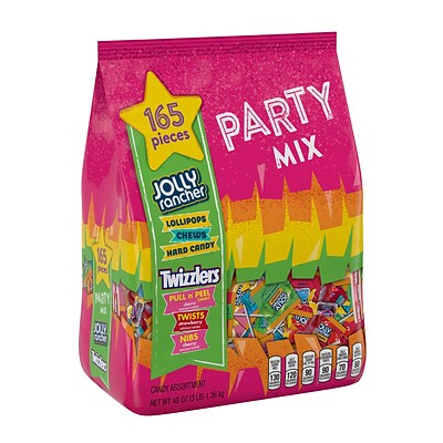 JOLLY RANCHER and TWIZZLERS Assorted Fruit Flavored Candy, Bulk, 48 oz, Bulk Party Mix Bag, 165 Pieces (HEC02201)