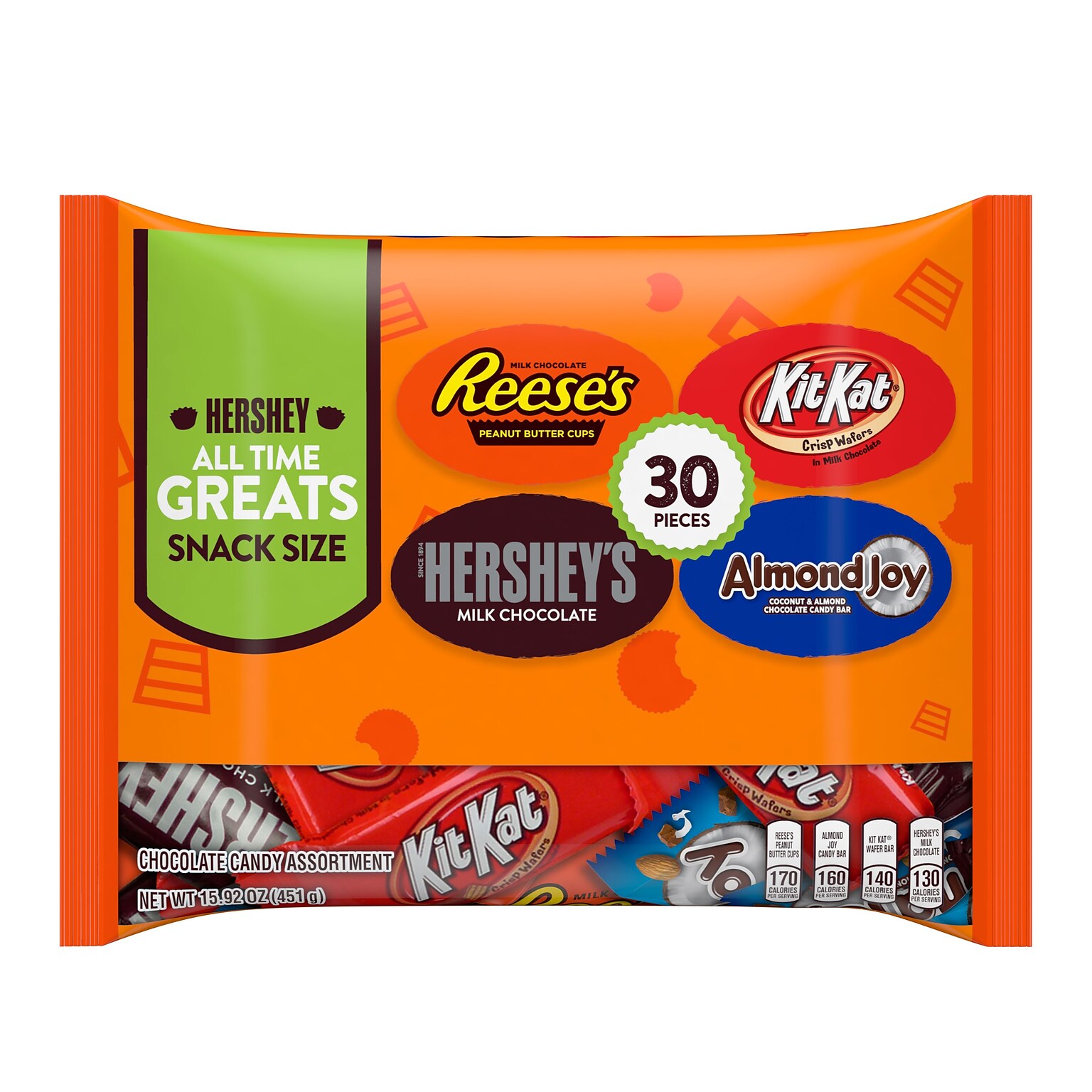 Hershey All Time Greats Chocolate Assortment Snack SIze Candy, 15.92 oz, Variety Bag, 30 Pieces (600-B0004)