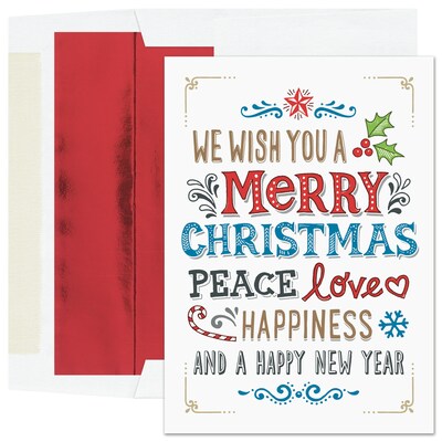 Custom Peace, Love & Happiness Cards, with Envelopes, 5 x 7, 25 Cards per Set