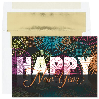 Custom Sparkling New Year Cards, with Envelopes, 7-7/8 x 5-5/8, 25 Cards per Set