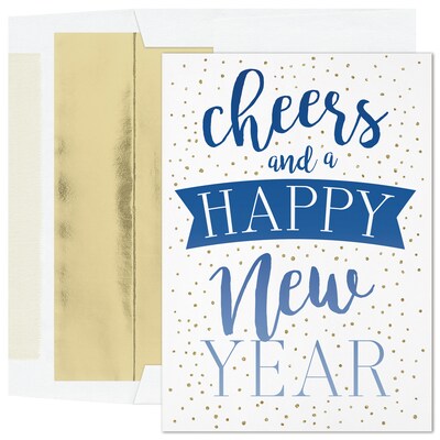 Custom New Year Cheer Cards, with Envelopes, 5-5/8 x 7-7/8, 25 Cards per Set
