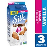Silk Extended Shelf Life Pure Unsweetened Vanilla Almond Milk, 64 Oz, 3 Pack