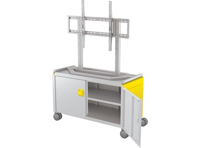 MooreCo Compass Maxi H1 Mobile 2-Section Storage Cabinet, 25.88"H x 41.88"W x 19.13"D, Platinum/Yellow Metal (A3A1G2D1A0)