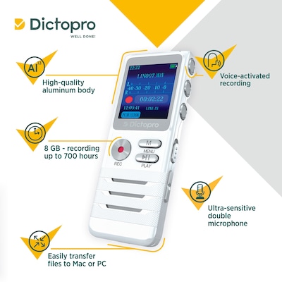 Treblab X100 DICTOPRO HD Digital Voice Recorder With Double Microphone