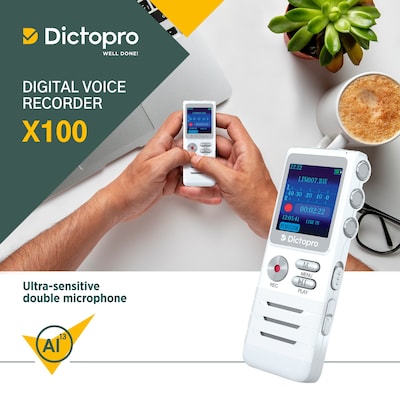 Treblab X100 DICTOPRO HD Digital Voice Recorder With Double Microphone