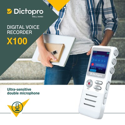 Treblab X100 DICTOPRO HD Digital Voice Recorder With Double Microphone