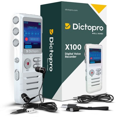 Treblab X100 DICTOPRO HD Digital Voice Recorder With Double Microphone