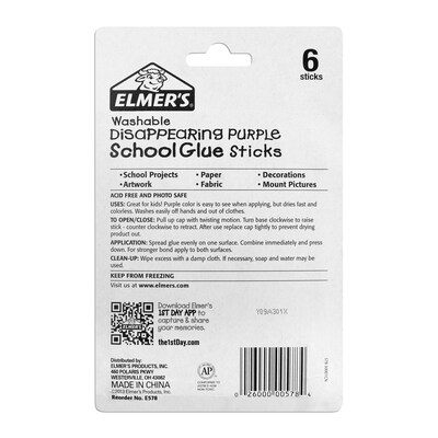 Elmer's School Glue Washable Glue Sticks, .77 oz. (E578)