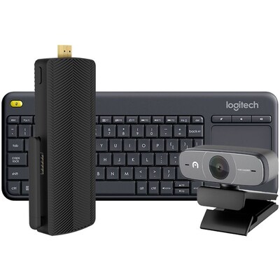 Azulle Access4 Pro AG33KC Mini Computer Stick Keyboard and Camera Bundle, Intel Celeron 41 Series, 4