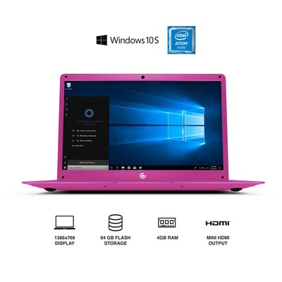 DP Core Innovations CLT146401PN 14.1" Notebook, Intel Atom Z8350, 4GB Memory, 64GB eMMC, Windows 10 Home S, Purple