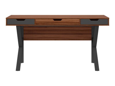 Whalen Stirling 60W x 24D Table, Natural Walnut/Charcoal Gray (SPLS-ST60D)
