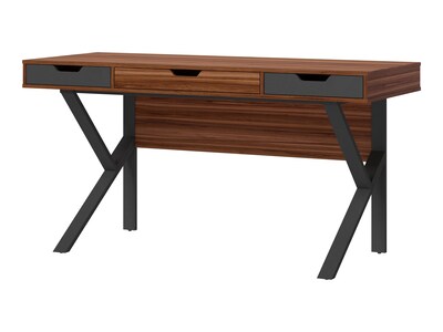 Whalen Stirling 60"W x 24"D Table, Natural Walnut/Charcoal Gray (SPLS-ST60D)