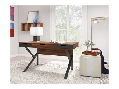 Whalen Stirling 60"W x 24"D Table, Natural Walnut/Charcoal Gray (SPLS-ST60D)