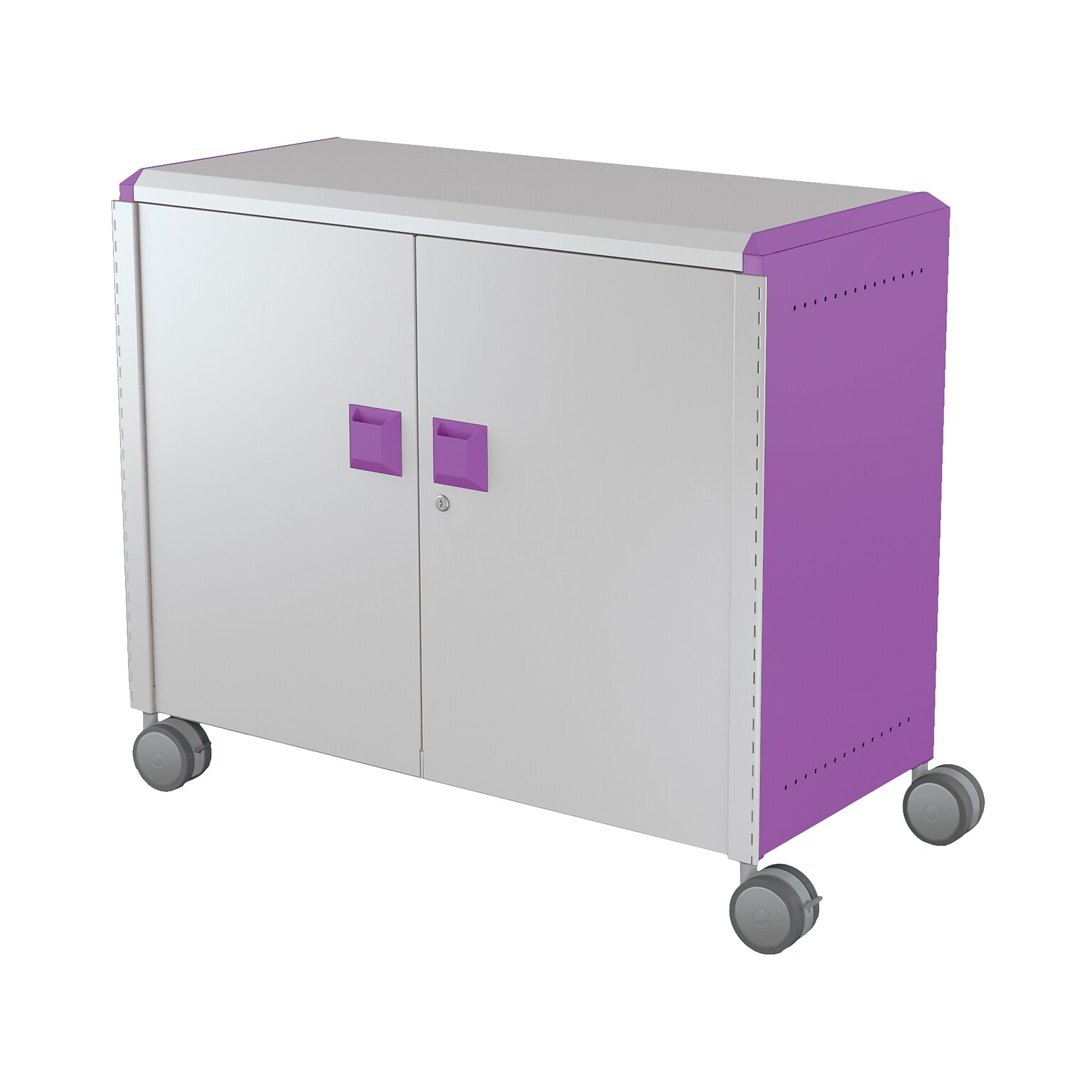 MooreCo Compass Maxi H2 Mobile 9-Section Storage Cabinets, 36.13H x 41.88W x 19.13D, Platinum/Purple Metal (B3A1D2E1X0)