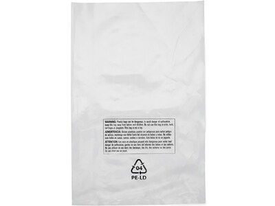 10 x 12 Lip & Tape Reclosable Suffocation Warning Poly Bags, 1.5 Mil, Clear, 1000/Carton (16218)