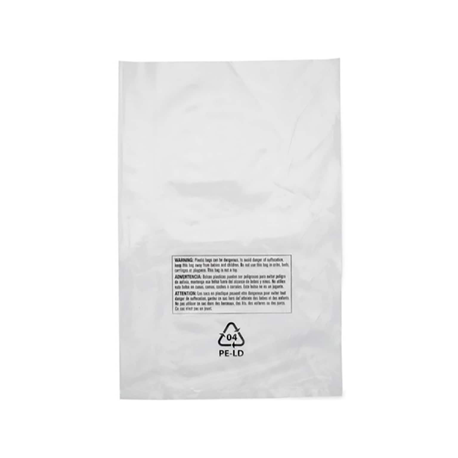 10 x 12 Lip & Tape Reclosable Suffocation Warning Poly Bags, 1.5 Mil, Clear, 1000/Carton (16218)