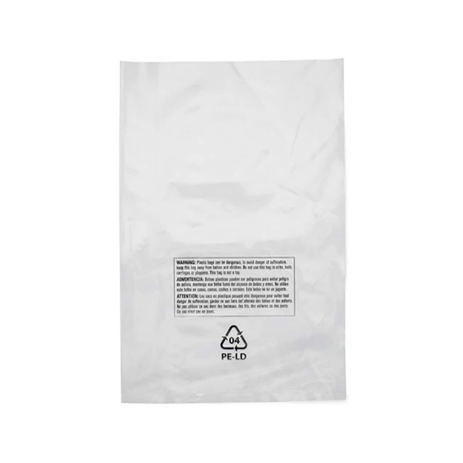 12 x 18 Suffocation Warning Layflat Poly Bags, 1 Mil, Clear, 1000/Carton (16055)