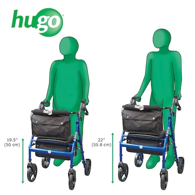Hugo Elite Rollator Rolling Walker with Seat, Backrest and Saddle Bag, Blue (700-959E)