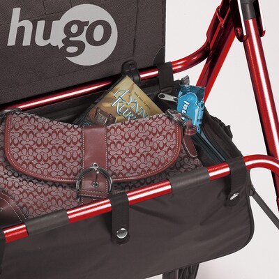 Hugo Elite Rollator Rolling Walker with Seat, Backrest and Saddle Bag, Garnet Red (700-961)