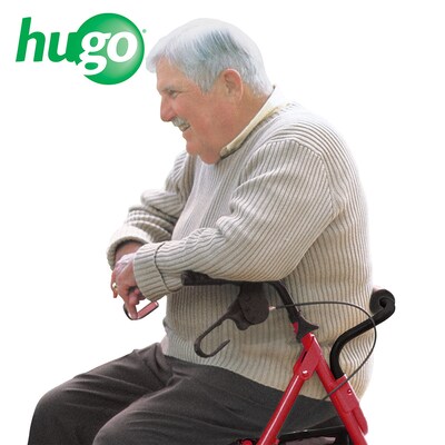 Hugo Elite Rollator Rolling Walker with Seat, Backrest and Saddle Bag, Garnet Red (700-961)