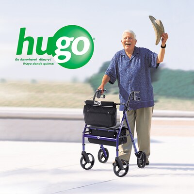 Hugo Elite Rollator Rolling Walker with Seat, Backrest and Saddle Bag, Blue (700-959E)