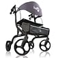 Hugo Explore Side-Fold Rollator Rolling Walker with Seat, Backrest and Folding Basket, Pearl Black (700-977)