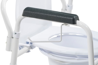 Drive Medical Steel Folding Deep Seat Bedside Commode, White (11148NW-1)