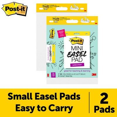 Post-it Mini Super Sticky Wall Easel Pad, 15 x 18, 20 Sheets/Pad, 2 Pads/Pack (577SS-2PK)