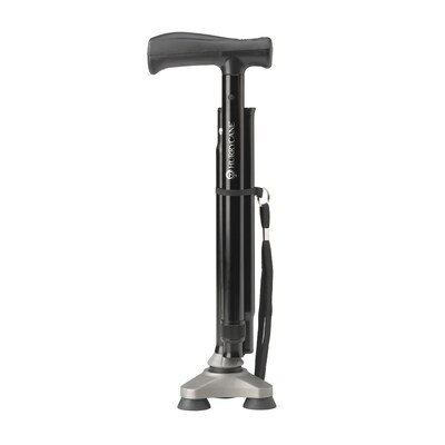 HurryCane HurryCane Freedom Edition Folding Cane with T Handle, Black (HCANE-BK-C2)